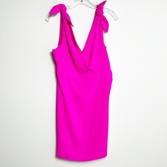 GILLI PINK V-NECK BOW SHOULDER MINI WOMEN DRESS SIZE LARGE - Picture 6 of 8